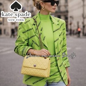 Kate Spade Nathalia Pillow Quilted Flap Chain Crossbody Bag PALE LIME GREEN
